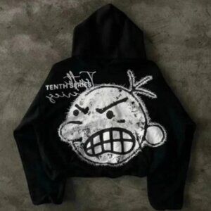 Cartoon Graphic Print Black Oversized Sweatshirt